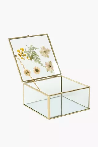 Flower Pressed Glass Box, 15x8cm