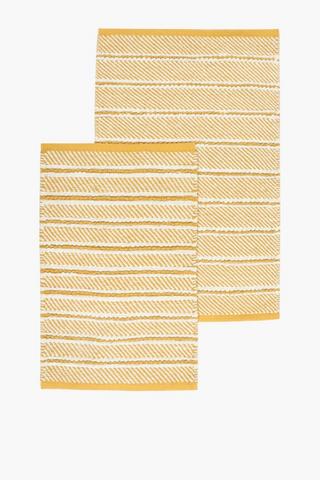 2 Piece Micro Diagonal Cotton Bath Mat Set