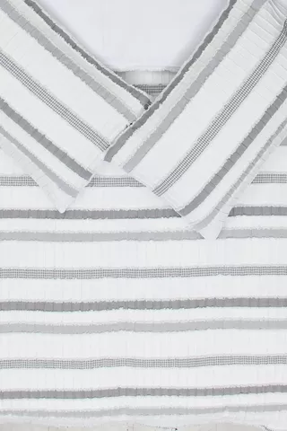 Tufted Seersucker Stripe Duvet Cover Set