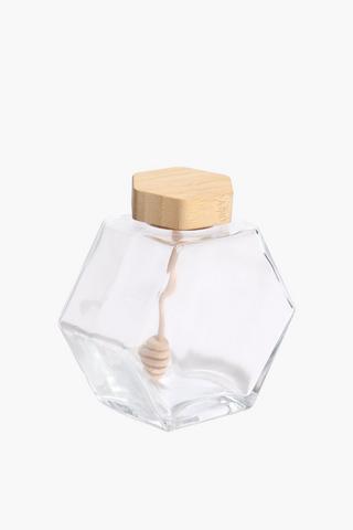 Hexagon Honey Jar With Dipping Spoon
