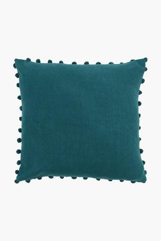 Textured Pom Pom Scatter Cushion, 50x50cm