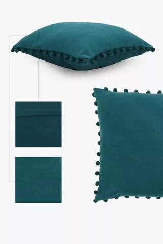 Textured Pom Pom Scatter Cushion, 50x50cm