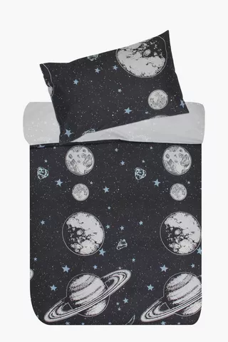 Soft Touch Glow In The Dark Gabriel Space Reversible Duvet Cover Set