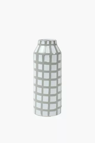 Checkered Ceramic Vase, 12x30cm