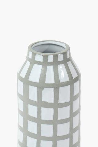 Checkered Ceramic Vase, 12x30cm