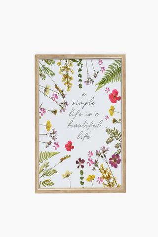 Framed Floral Script, 30x40cm