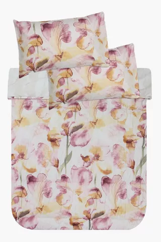 6 Piece Soft Touch Watercolour Floral Duvet Cover Set
