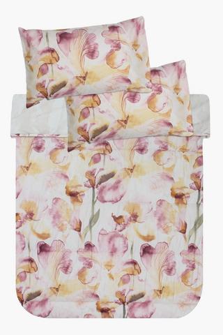 6 Piece Soft Touch Watercolour Floral Duvet Cover Set