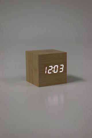 Wooden Cube Alarm Clock, 7cm