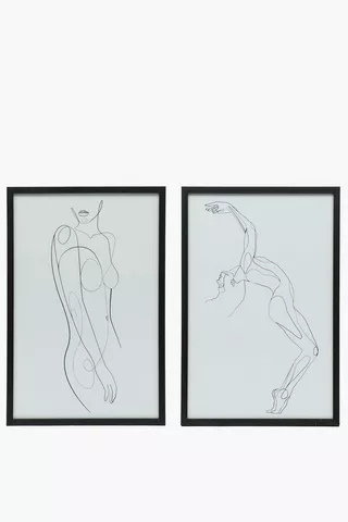 2 Piece Framed Vector Figures, 40x60cm