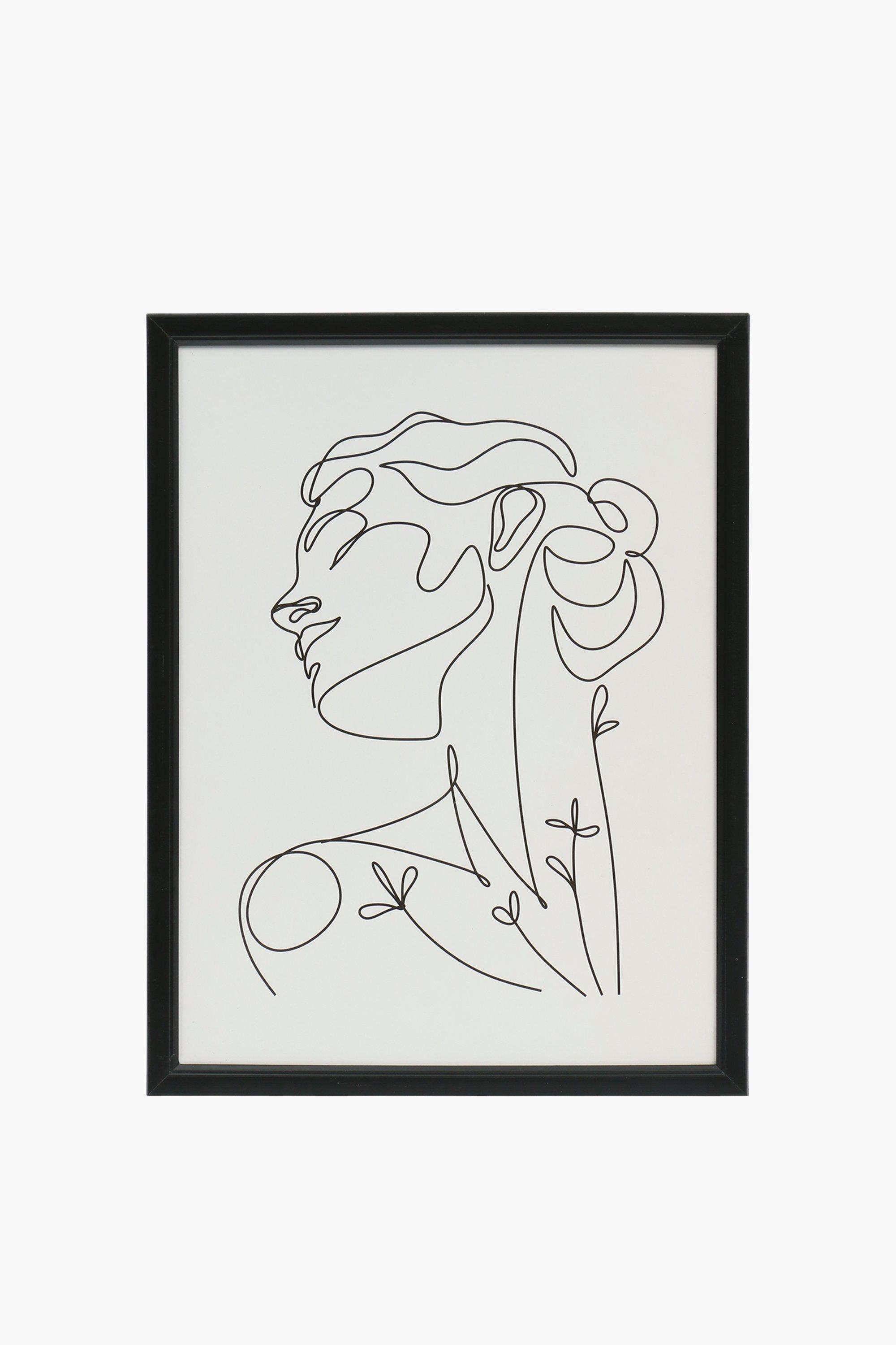 Framed Line Floral Femme, 30x40cm