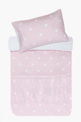 Soft Touch Ballerina Dot Skirt Reversible Duvet Cover Set