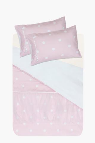 Soft Touch Ballerina Dot Skirt Reversible Duvet Cover Set