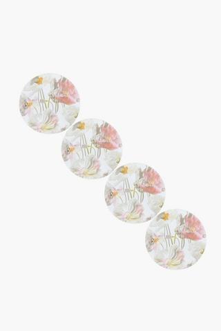 4 Pack Floral Cork Coasters