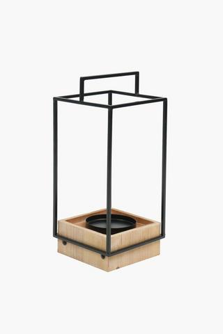 Rustic Metal Wood Lantern, 39cm