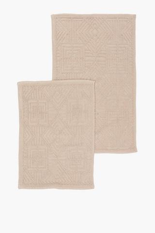 Cotton Woven Jacquard Geometric Bath Mat Set