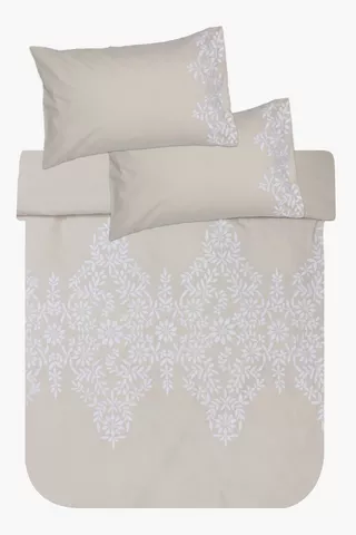 Premium Cotton Embroidered Classic Floral Duvet Cover Set