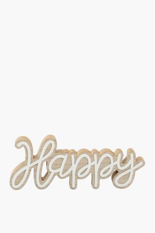 Wooden Happy Sign, 24x10cm
