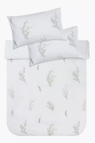 Premium Cotton Embroidered Leaf Duvet Cover Set
