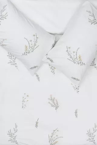 Premium Cotton Embroidered Leaf Duvet Cover Set
