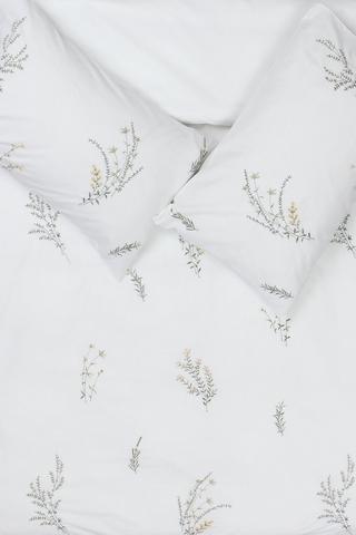 Premium Cotton Embroidered Leaf Duvet Cover Set