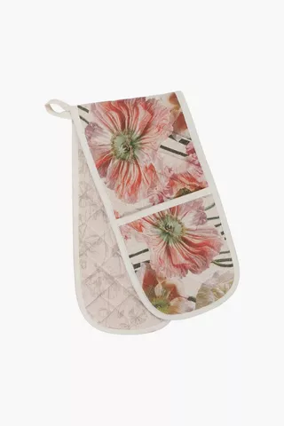 Floral Printed Cotton Double Oven Glove