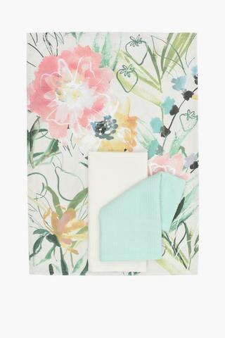 3 Pack Floral Printed Tea Towels