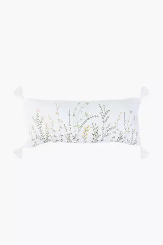 Premium Cotton Embroidered Leaf Scatter Cushion, 30x80cm