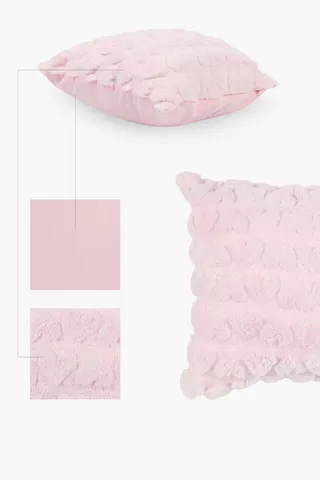 Faux Fur Heart Cut Out Scatter Cushion, 40x40cm