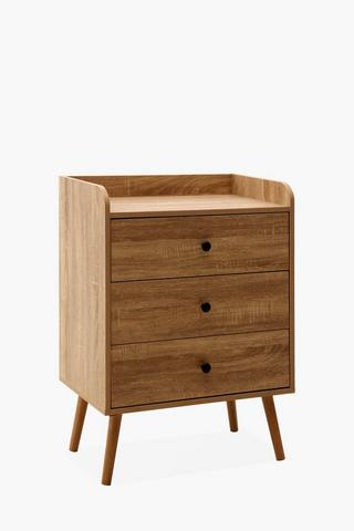 Wooden 4 Leg 3 Drawer Unit