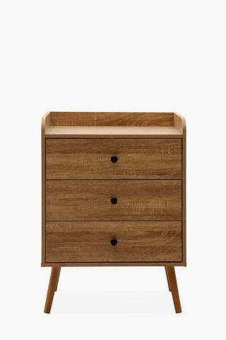 Wooden 4 Leg 3 Drawer Unit