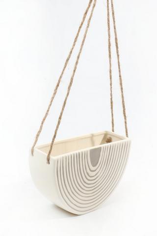 Mono Ceramic Hanging Planter, 20x13cm