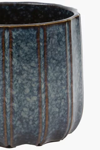 Fluted Ceramic Planter, 16x15cm