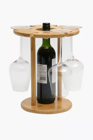 Bamboo Wine And Glass Holder
