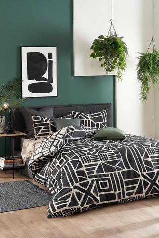 Polycotton Printed Geo Duvet Cover Set