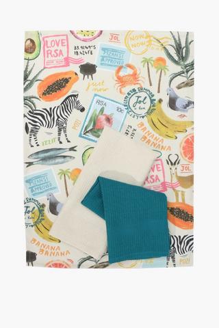 3 Pack Floral Printed Tea Towels