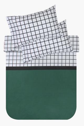 Polycotton Stripe Grid Check Woven Duvet Cover Set