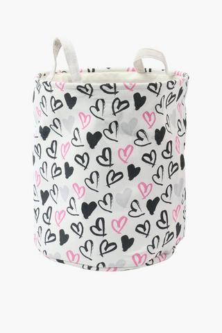 Eva Heart Printed Laundry Basket