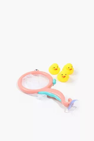 Bath Ducks With Net Toy
