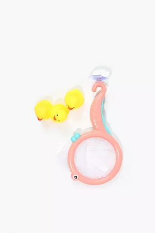 Bath Ducks With Net Toy