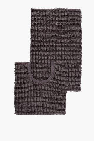 Cotton 2 Piece Textured Bobble Bath Mat Set