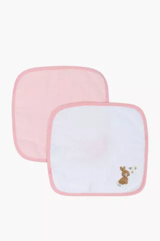 2 Pack Embroidered Pippa Bunny Face Cloths