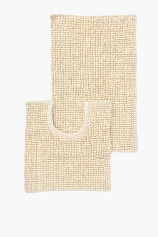 Cotton 2 Piece Textured Bobble Bath Mat Set