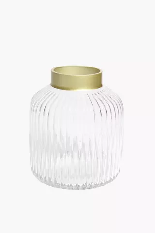 Fluted Glass Vase, 18x21cm