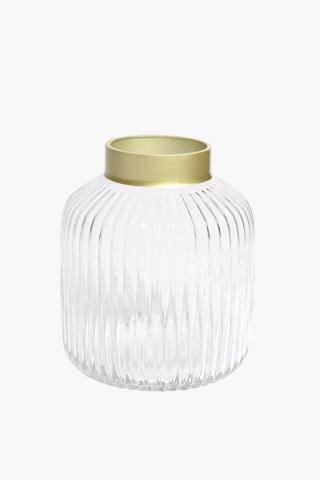 Fluted Glass Vase, 18x21cm