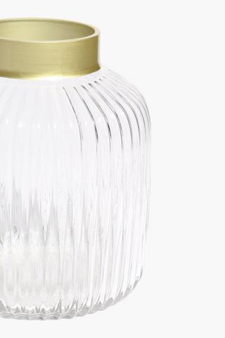 Fluted Glass Vase, 18x21cm