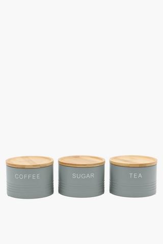 Set Of 3 Stacked Galvanised Canisters
