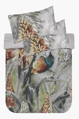 Polycotton Placement Printed Flora And Fauna Duvet Cover Set