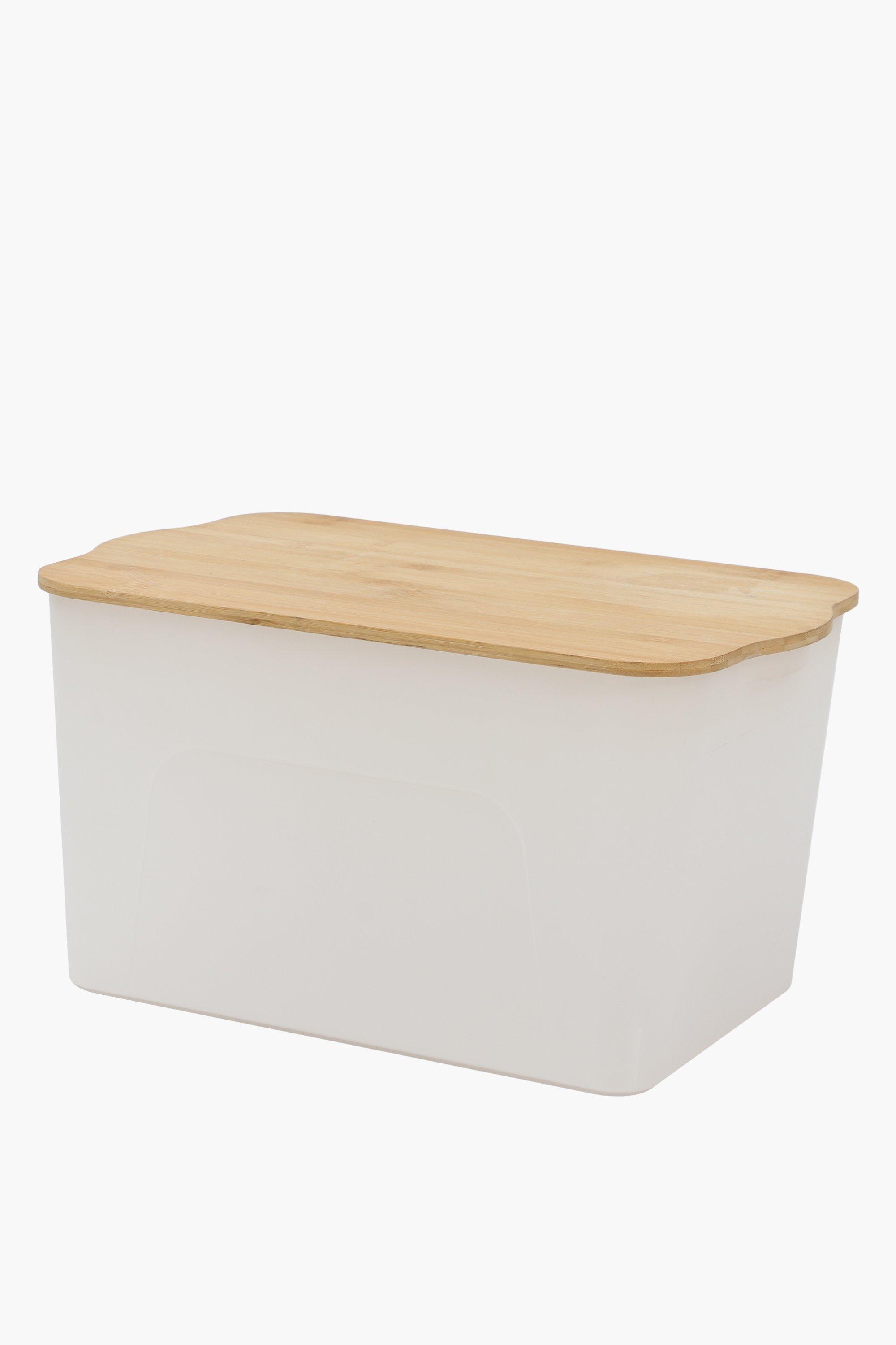 Gourmet Home Black Storage Bin with Bamboo Lid