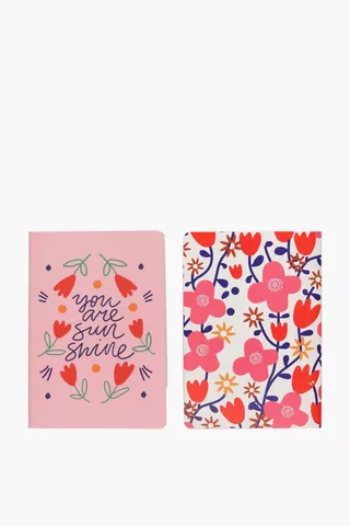 2 Pack Soft Floral Notebook A5